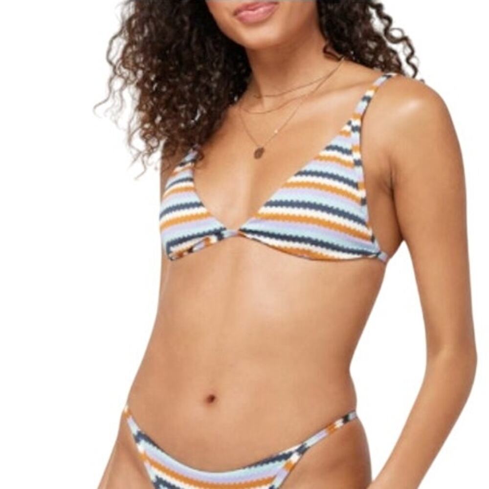 L*Space Millie Printed Stripe Bikini Top Small